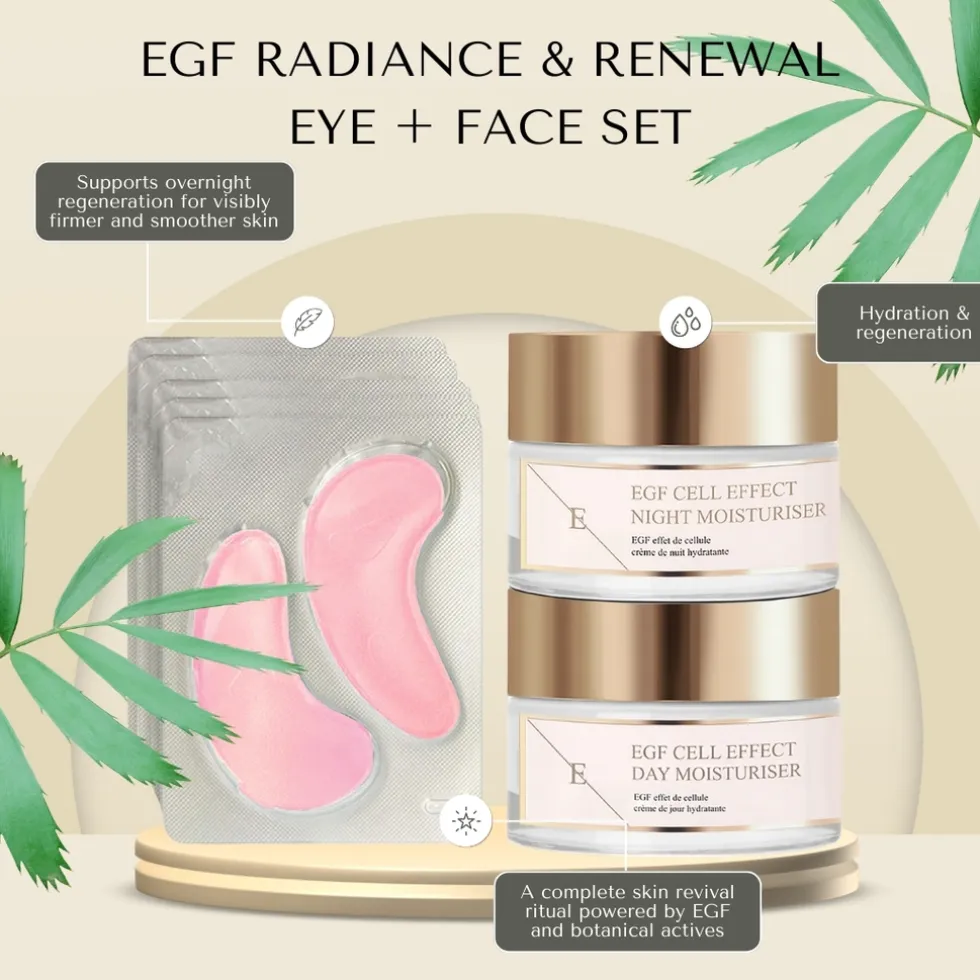 Egf Cell Effect Dagcrème + Egf Cell Effect Nachtcrème + Rose Blossom Oogpads