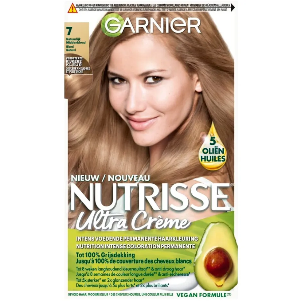 Garnier Nutrisse Ultra Crème 7 Natuurlijk Blond Intens Voedende Permanente Haarkleuring
