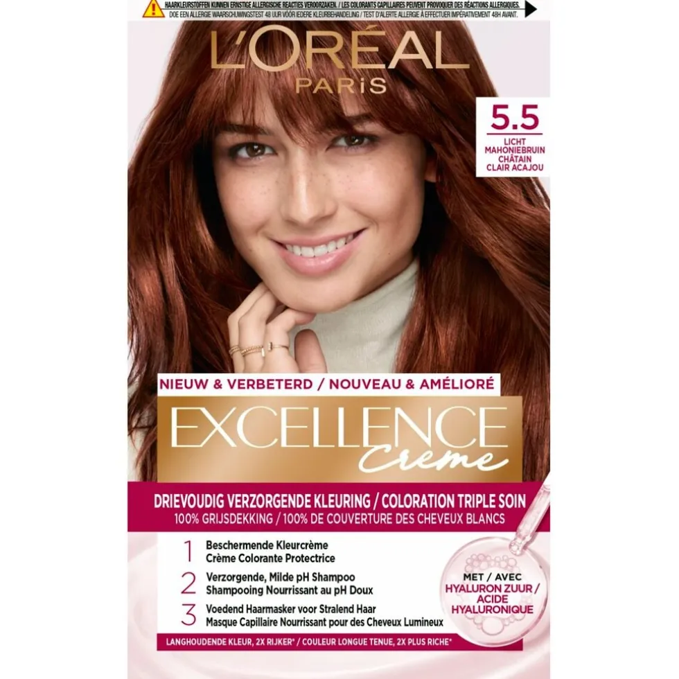 L'Oréal Paris Excellence Crème 5.5 Licht Mahonie Bruin Permanente Haarverf