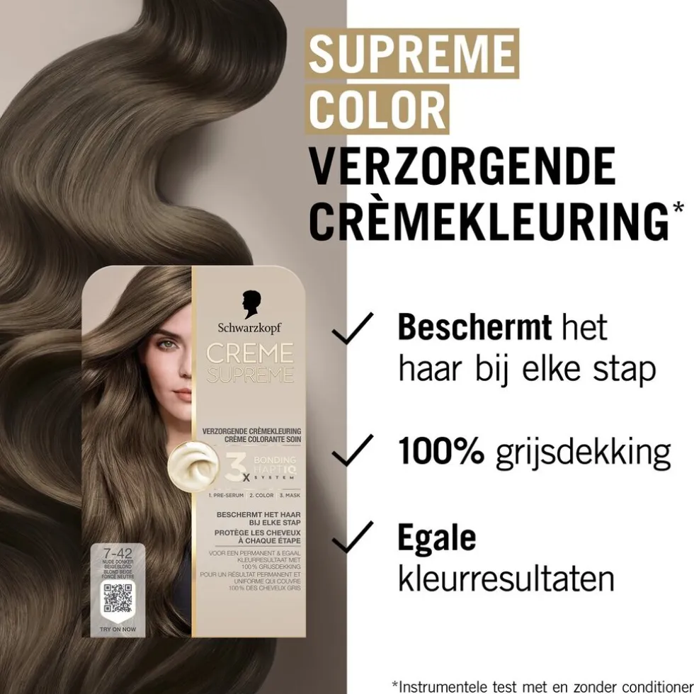 Schwarzkopf Creme Supreme 7-42 Nude Donker Beigeblond Verzorgende Crèmekleuring